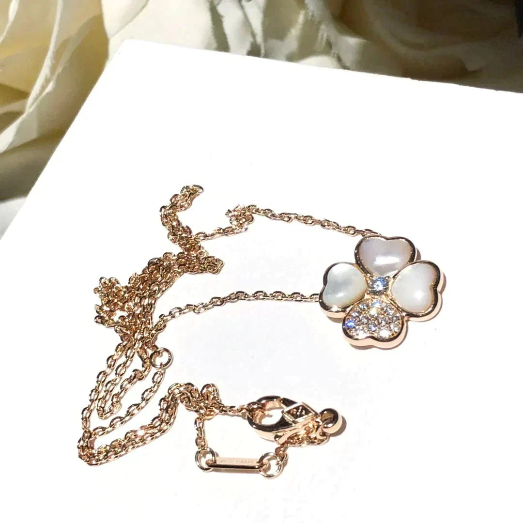 [Super CiCi ]CLOVER MOP DIAMOND ROSEGOLD HALSKETTE