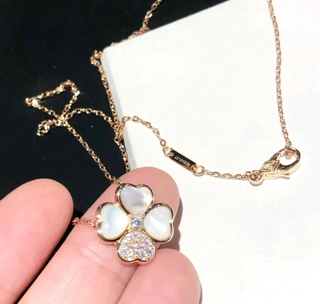 [Super CiCi ]CLOVER MOP DIAMOND ROSEGOLD HALSKETTE