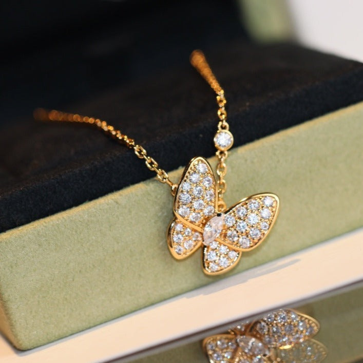 [Super CiCi ]SCHMETTERLING DIAMANT-HALSKETTE