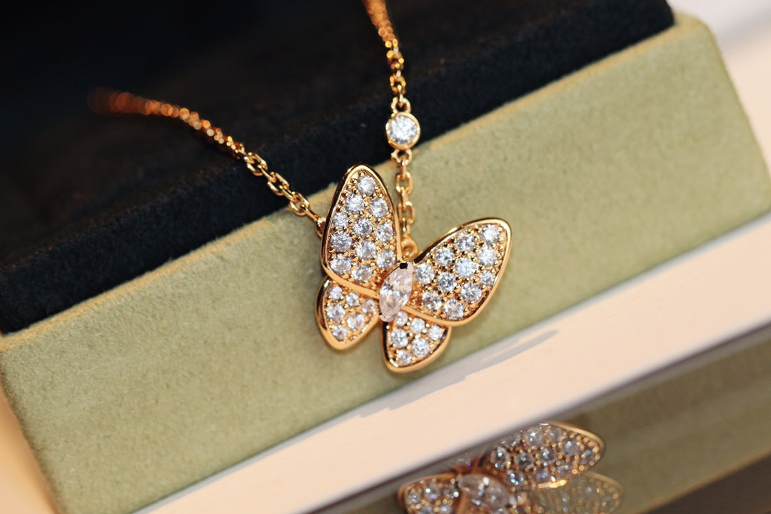 [Super CiCi ]SCHMETTERLING DIAMANT-HALSKETTE