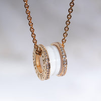 [Bieber Jewelry ]ZERO 1 WHITE CERAMIC PINK GOLD DIAMOND NECKLACE