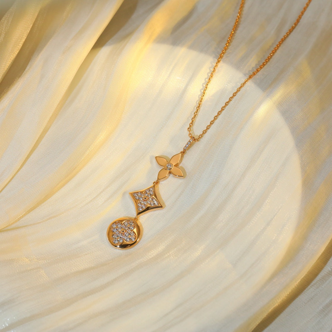 [Super CiCi ]STERN UND SONNE DIAMANT-HALSKETTE IN ROSÉGOLD