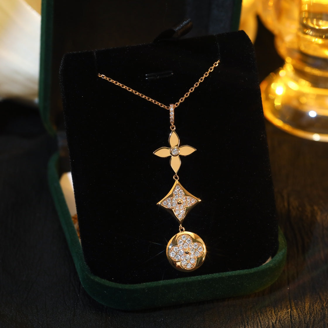 [Super CiCi ]STERN UND SONNE DIAMANT-HALSKETTE IN ROSÉGOLD