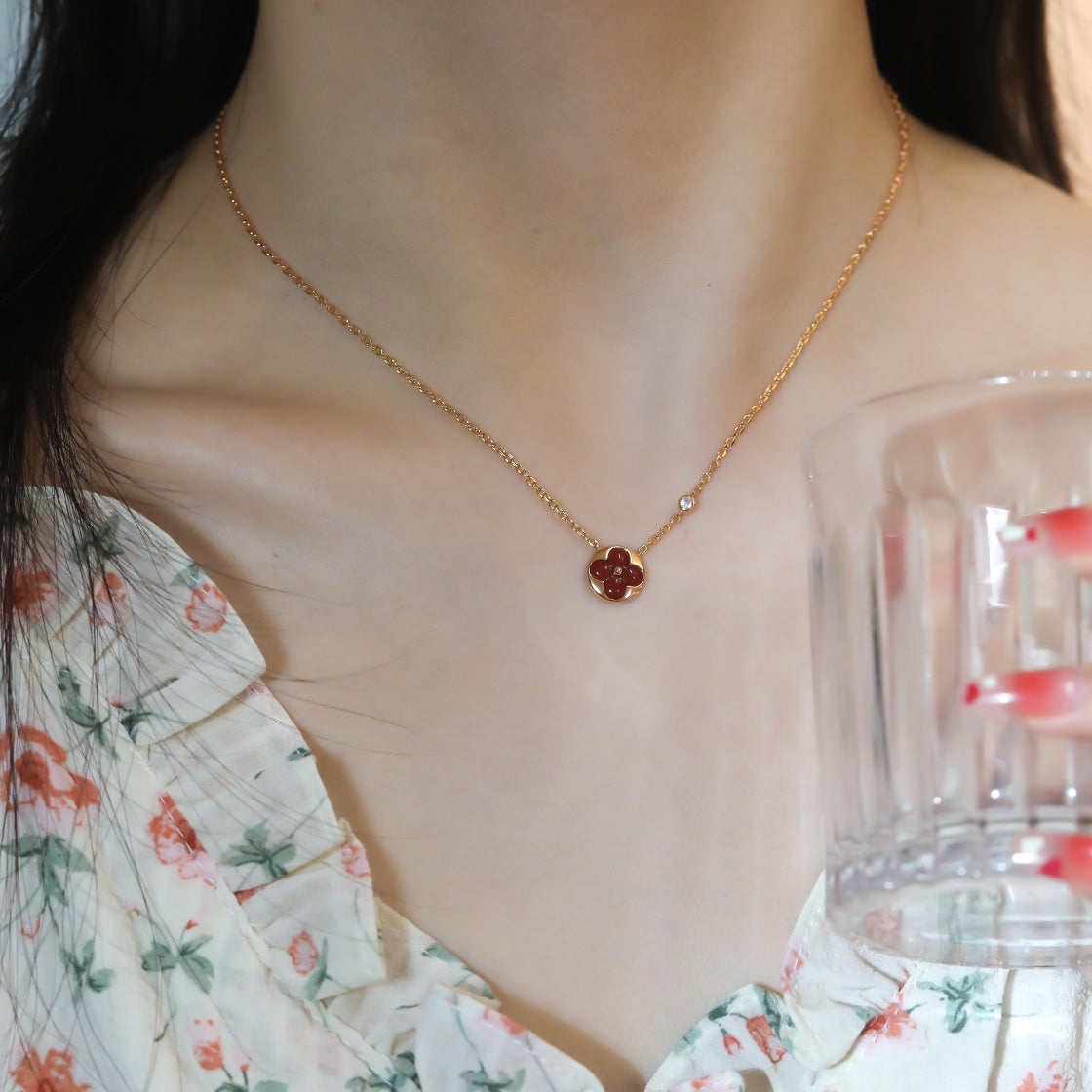 [Super CiCi ]SUN ANHÄNGER ROSÉGOLD 1 DIAMANT HALSKETTE