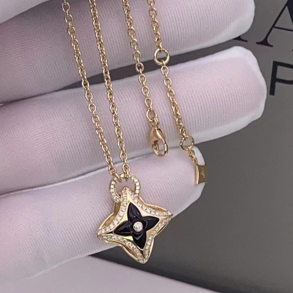 [Super CiCi ]STERN-ANHÄNGER ROSÉGOLD DIAMANT-HALSKETTE