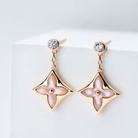 [Bieber Jewelry ]DOUBLE STAR PINK GOLD MOP DROP EARRINGS