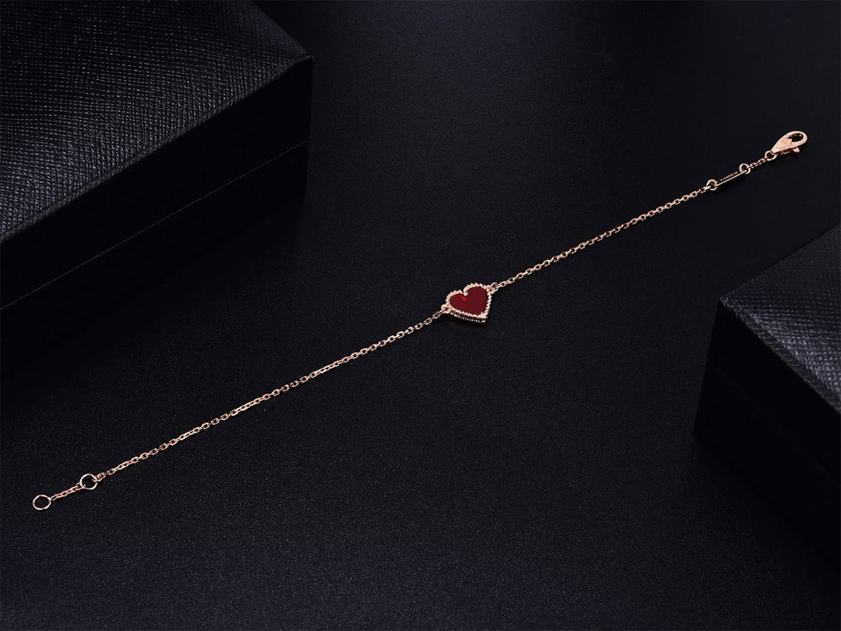 [Super CiCi ]HERZ-ARMBAND AUS KARNELIAN UND ROSÉGOLD