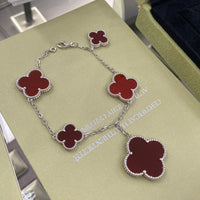 [Bieber Jewelry ]CLOVER 5 MOTIFS SIVLER CARNELIAN BRACELET