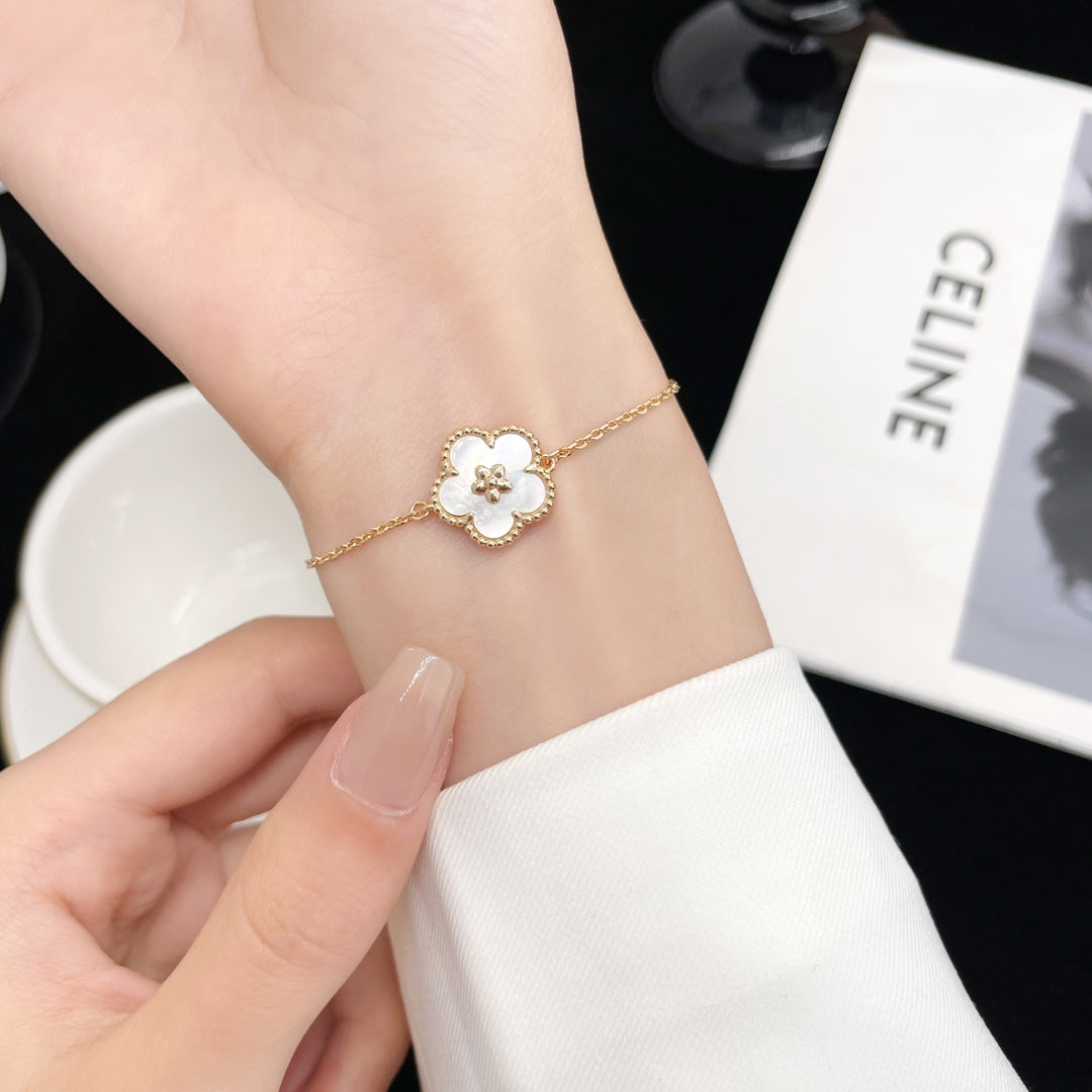 [Super CiCi ]LUCKY SPRING ROSÉGOLD PERLMUTT-ARMBAND