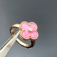 [Bieber Jewelry ]CLOVER RHODONITE ROSE GOLD RING