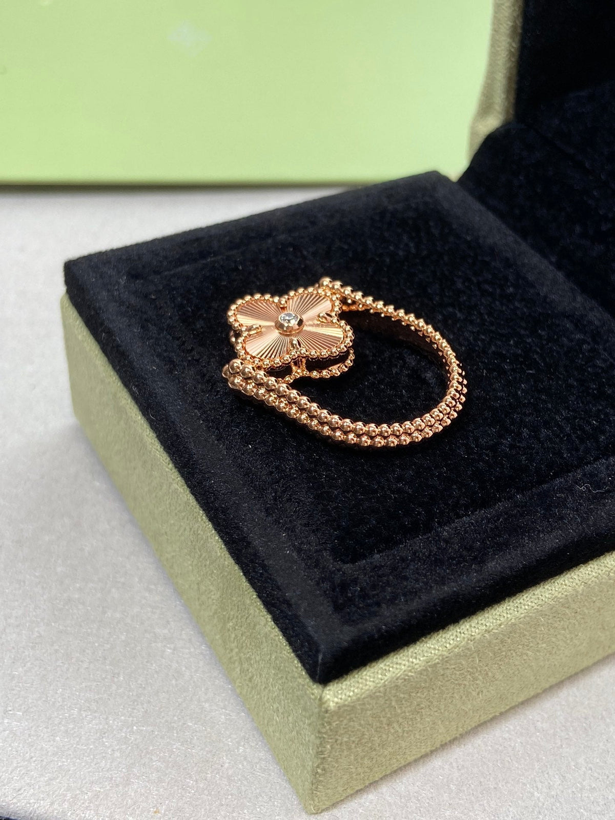 [Super CiCi ]CLOVER RIVERSIBLE ROSE GOLD RING