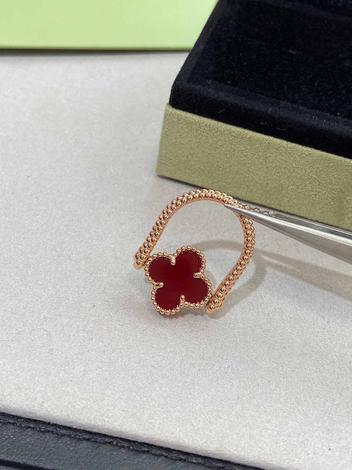 [Super CiCi ]CLOVER RIVERSIBLE PINK GOLD RING