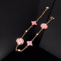 [Bieber Jewelry ]STAR AND SUN 4 MOTIF PINK MOP PINK GOLD BRACELET