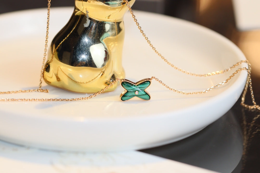 [Super CiCi ]JEUX MALACHITE 1 DIAMANT HALSKETTE AUS ROSÉGOLD