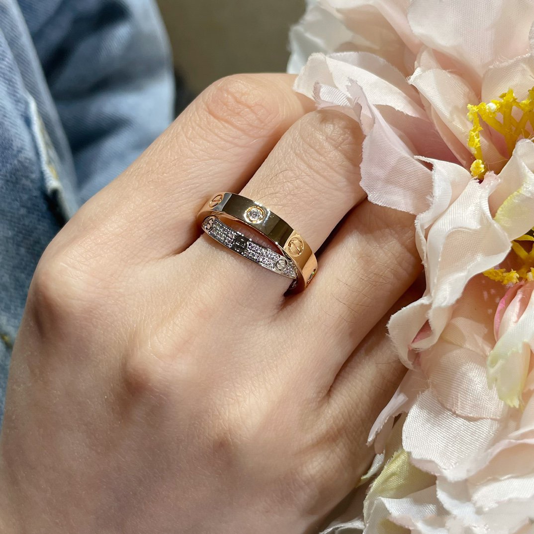[Super CiCi ]LIEBE PINK GOLD SILBER DIAMANT DOPPELRING