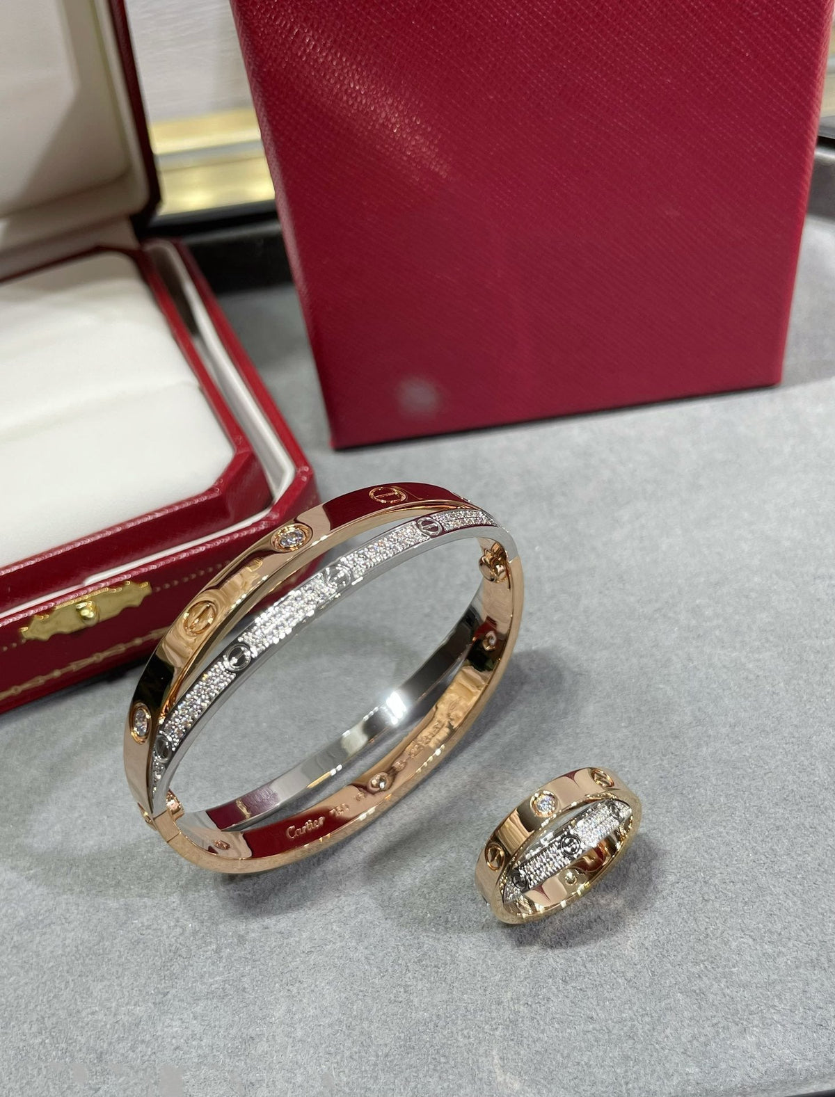 [Super CiCi ]LIEBE PINK GOLD SILBER DIAMANT DOPPELRING