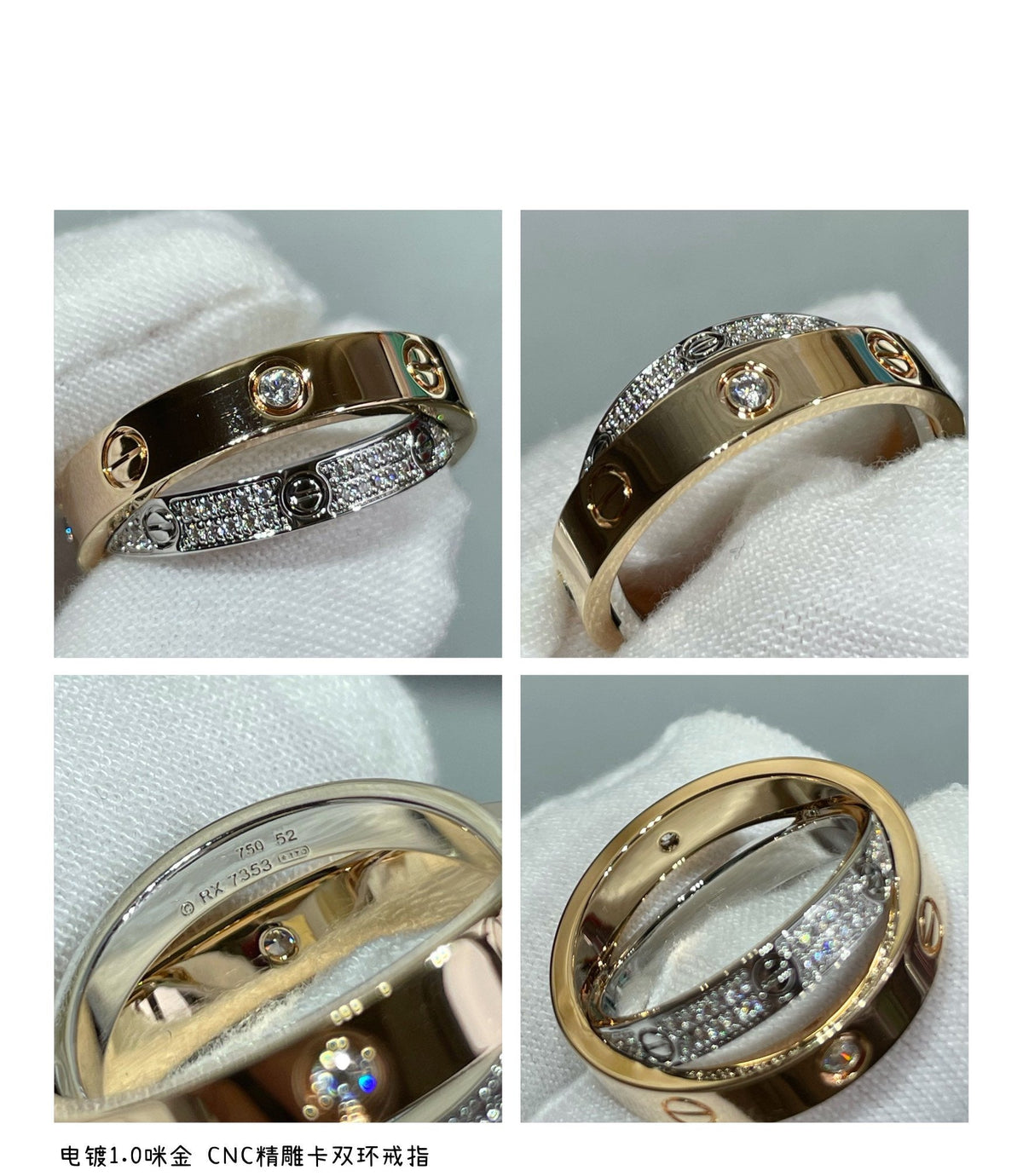 [Super CiCi ]LIEBE PINK GOLD SILBER DIAMANT DOPPELRING