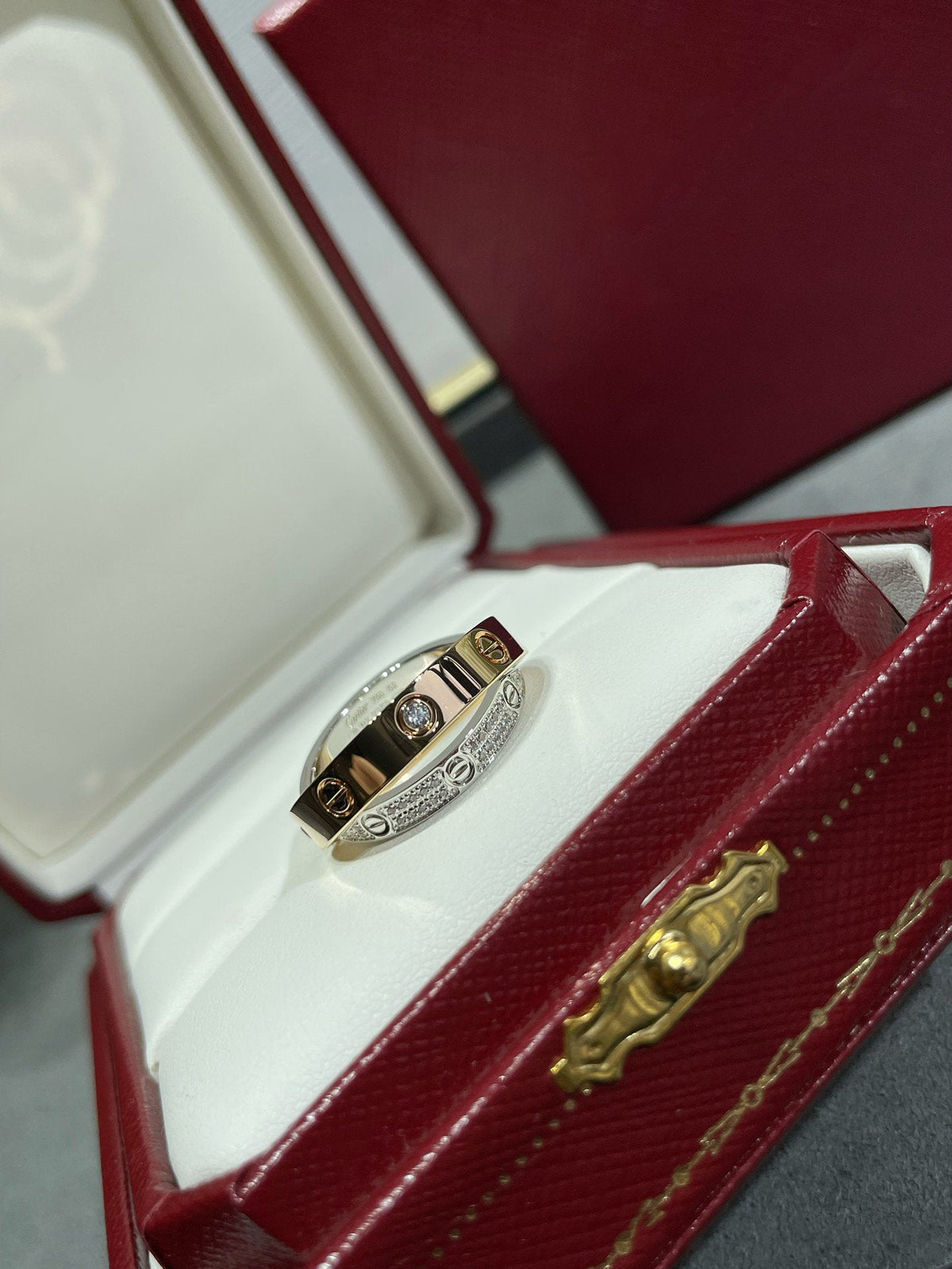 [Super CiCi ]LIEBE PINK GOLD SILBER DIAMANT DOPPELRING