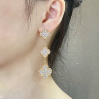 [Bieber Jewelry ]CLOVER 3 MOTIFS DIAMOND PAVED ROSE GOLD EARRINGS