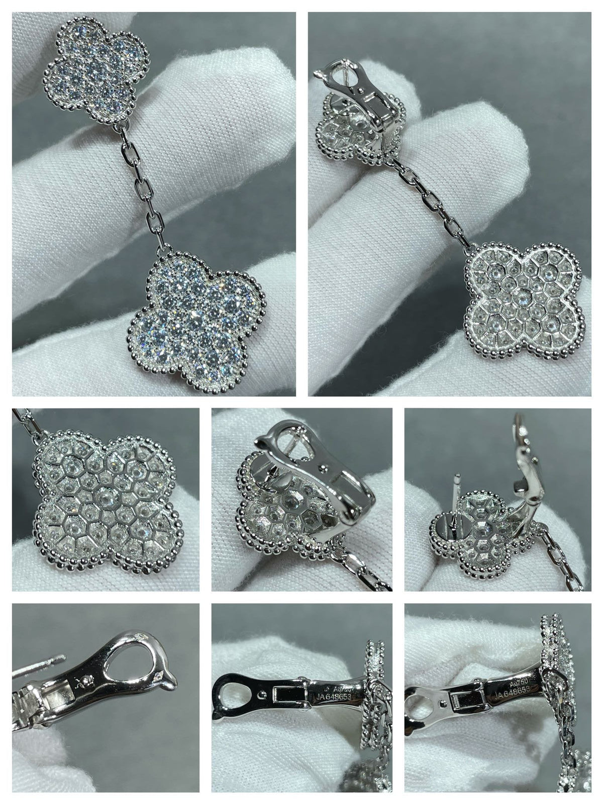 [Super CiCi ]CLOVER 2 MOTIVE DIAMANTBESETZTE SILBEROHRRINGE