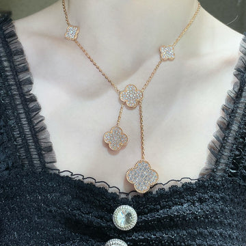 [Super CiCi] CLOVER 6-MOTIV-HALSKETTE MIT DIAMANT-PAVÉ