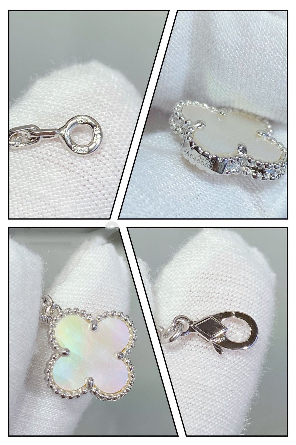 [Super CiCi ]CLOVER 5-MOTIV ARMBAND WEISSES PERLMUTT SILBER