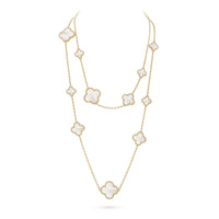 [Bieber Jewelry ]CLOVER 16 MOTIF WHITE MOP GOLD NECKLACE
