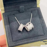[Bieber Jewelry ]PERLEE DOUBLE PENDANT SILVER DIAMOND NECKLACE