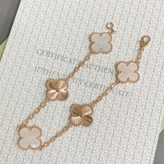 [Super CiCi ]CLOVER WEISSE PERLMUTT 5 MOTIV ARMBAND KOLLEKTION
