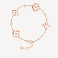 [Bieber Jewelry ]STAR AND SUN 4 MOTIF WHITE MOP PINK GOLD BRACELET