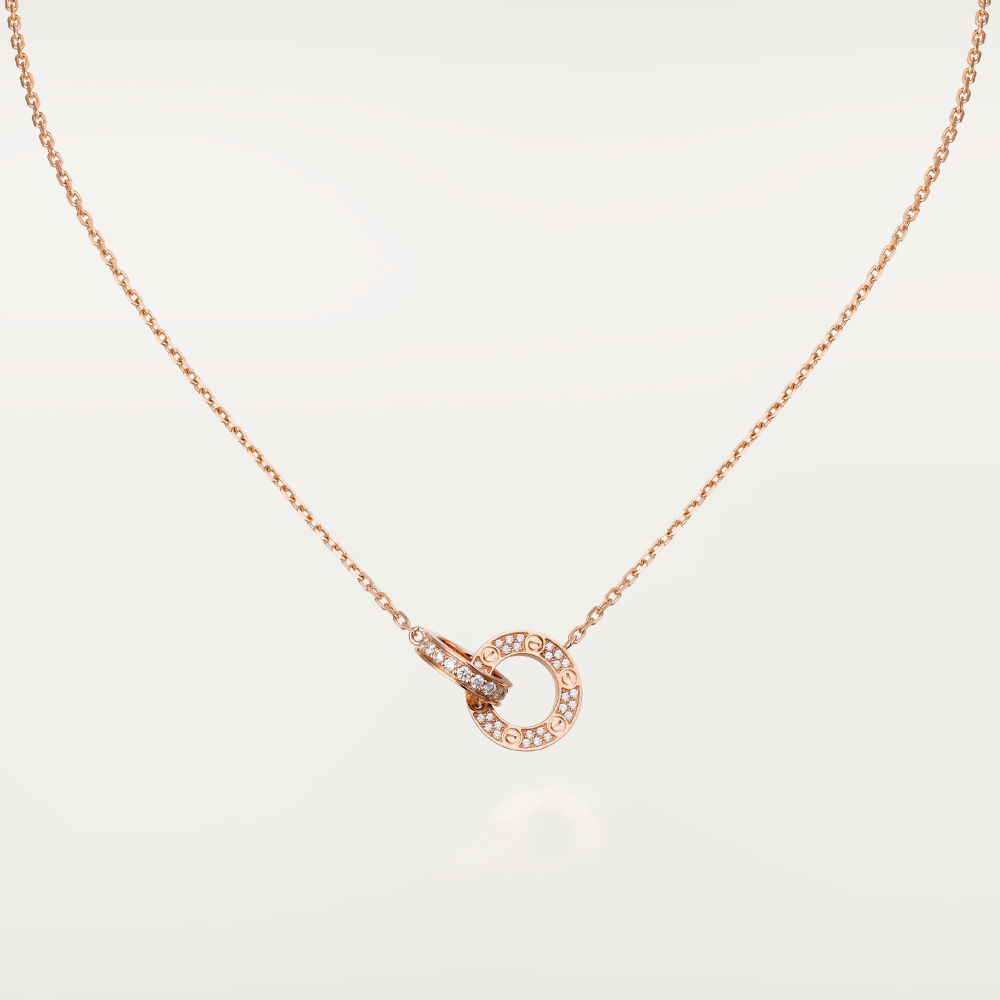 [Super CiCi ]LIEBE 7,6 MM HALSKETTE ROSÉGOLD UND SILBER VOLLDIAMANT