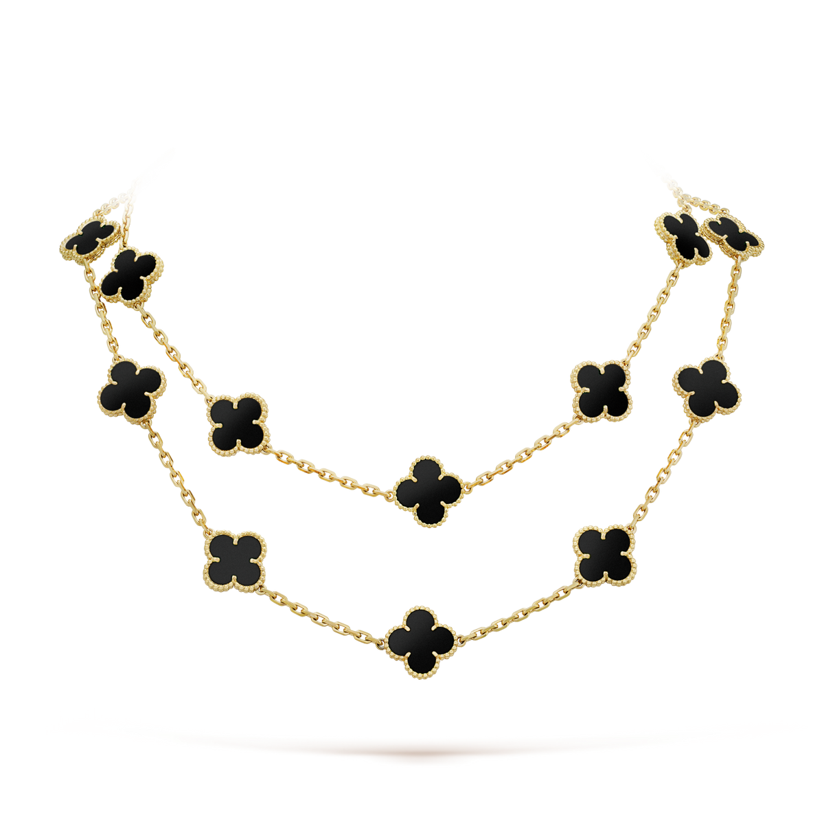 [Super CiCi ]CLOVER 20 MOTIVE ONYX HALSKETTE