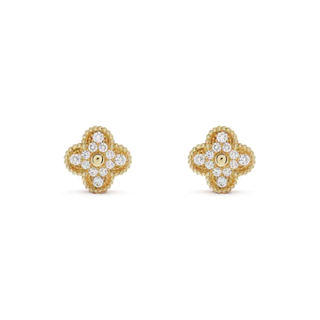 [Super CiCi ]CLOVER MEDIUM 1 MOTIFS FUll DIAMOND EARRINGS