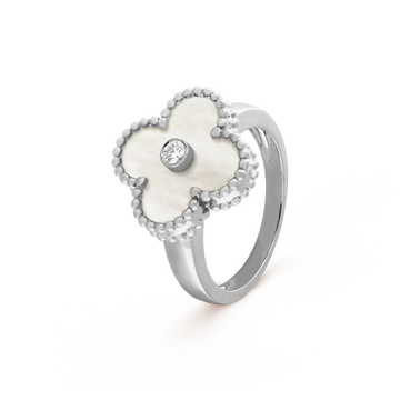 [Super CiCi ]CLOVER SILVER MOP DIAMOND RING