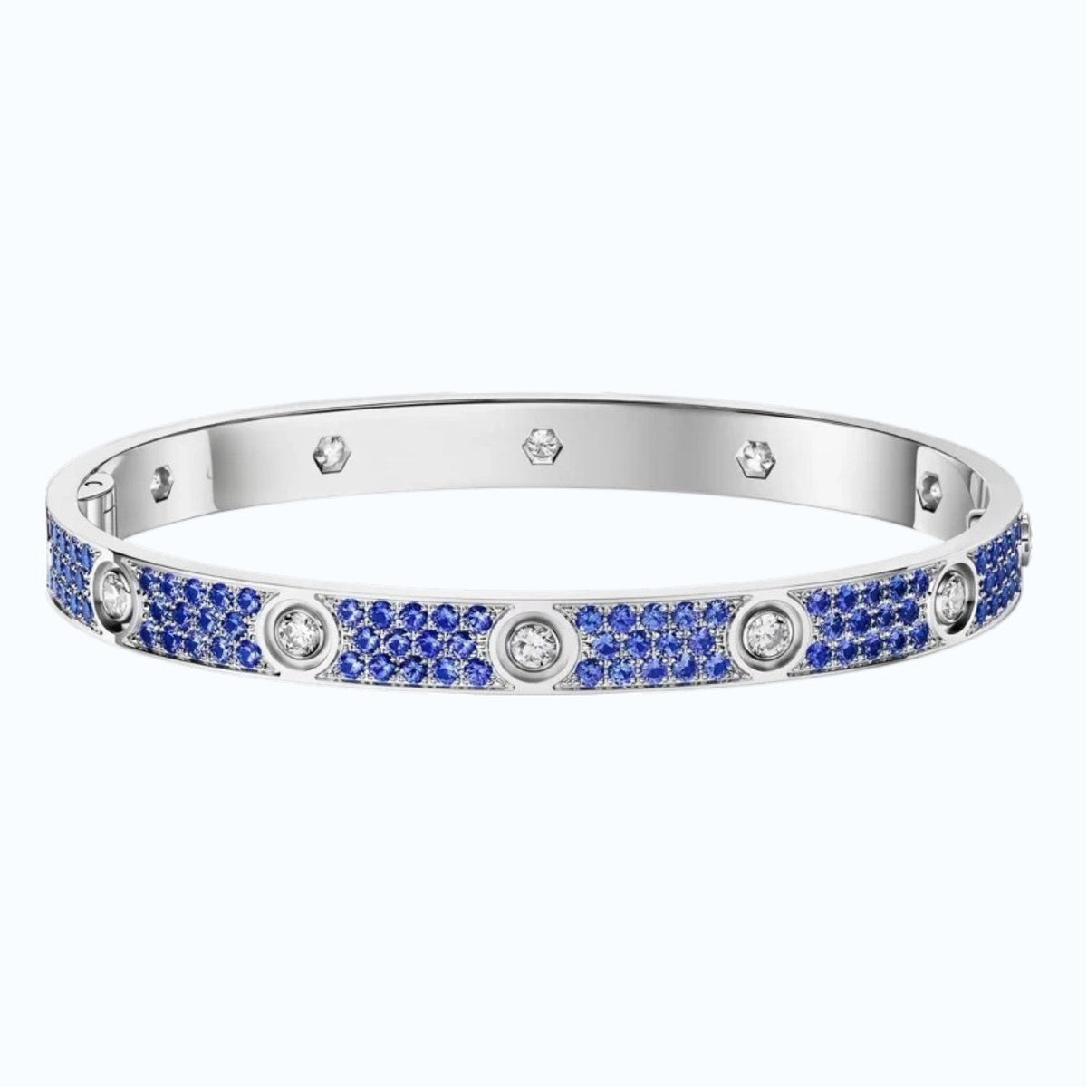 [Super CiCi]KLASSISCHES 6,1 MM LOVE-ARMBAND MIT 10 DIAMANTEN IM FULL-PAVÉ-BESATZ