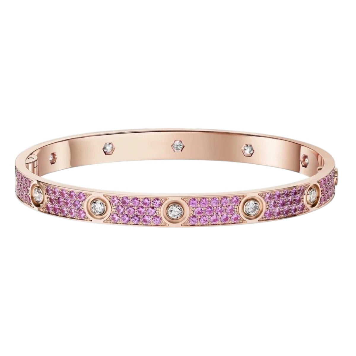 [Super CiCi]KLASSISCHES 6,1 MM LOVE-ARMBAND MIT 10 DIAMANTEN IM FULL-PAVÉ-BESATZ