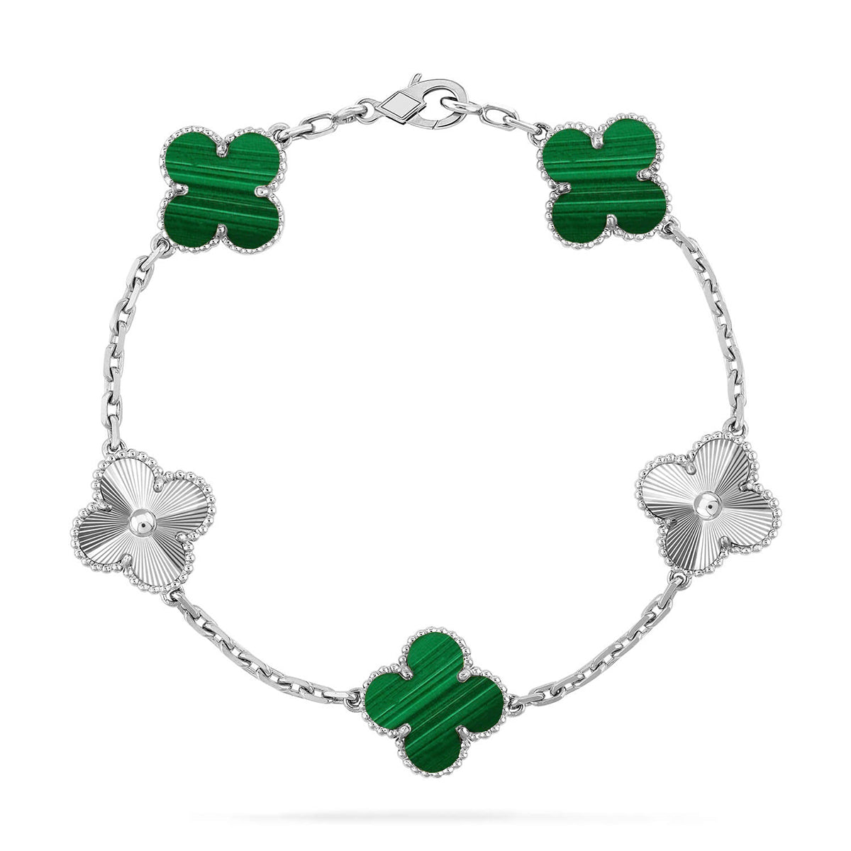 [Super CiCi ] CLOVER 5-MOTIV ARMBAND KOLLEKTION MALACHIT