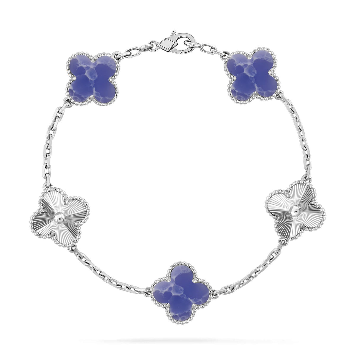[Super CiCi ]KOLLEKTION CLOVER ARMBAND MIT 5 MOTIVEN UND BLAUEN ADERN