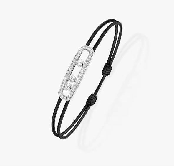 [Super CiCi]Messika Care(s) Armband mit rosa Kordel und Pavé-Diamanten