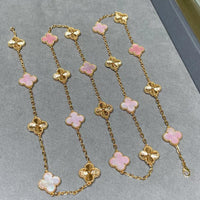 [Bieber Jewelry ]CLOVER 20 MOTIFS LASER PINK MOP NECKLACE