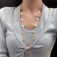 [Bieber Jewelry ]CLOVER 20 MOTIFS PINK MOP NECKLACE