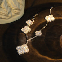 [Bieber Jewelry ]CLOVER BRACELET 5 MOTIF SILVER DIAMOND PAVED