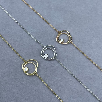 [Super CiCi]HOLLOW HEART ARMBAND MIT EINZELDIAMANT