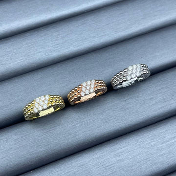 [Super CiCi]SCHMALER RING MIT PERLENBESATZ UND DIAMANTEN