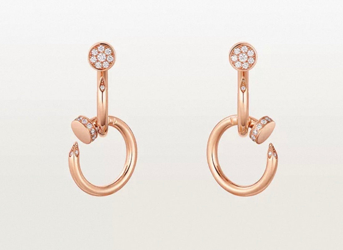 [Super CiCi]NAIL COLLECTION DIAMOND SET DOUBLE HOOP EARRINGS