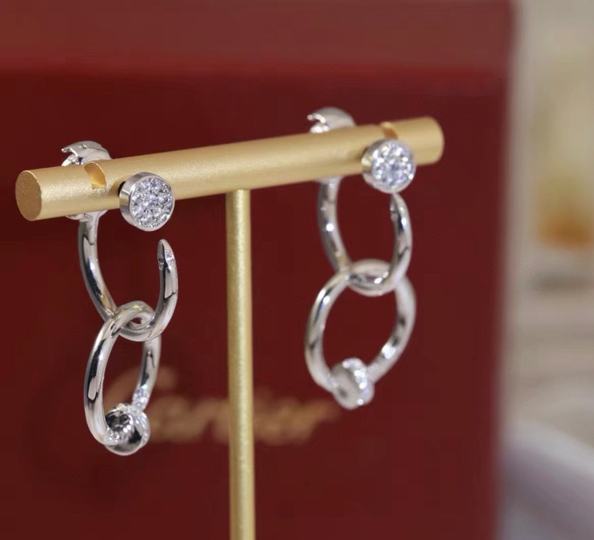 [Super CiCi] NAIL COLLECTION DIAMANT-SET DOPPEL-CREOLEN