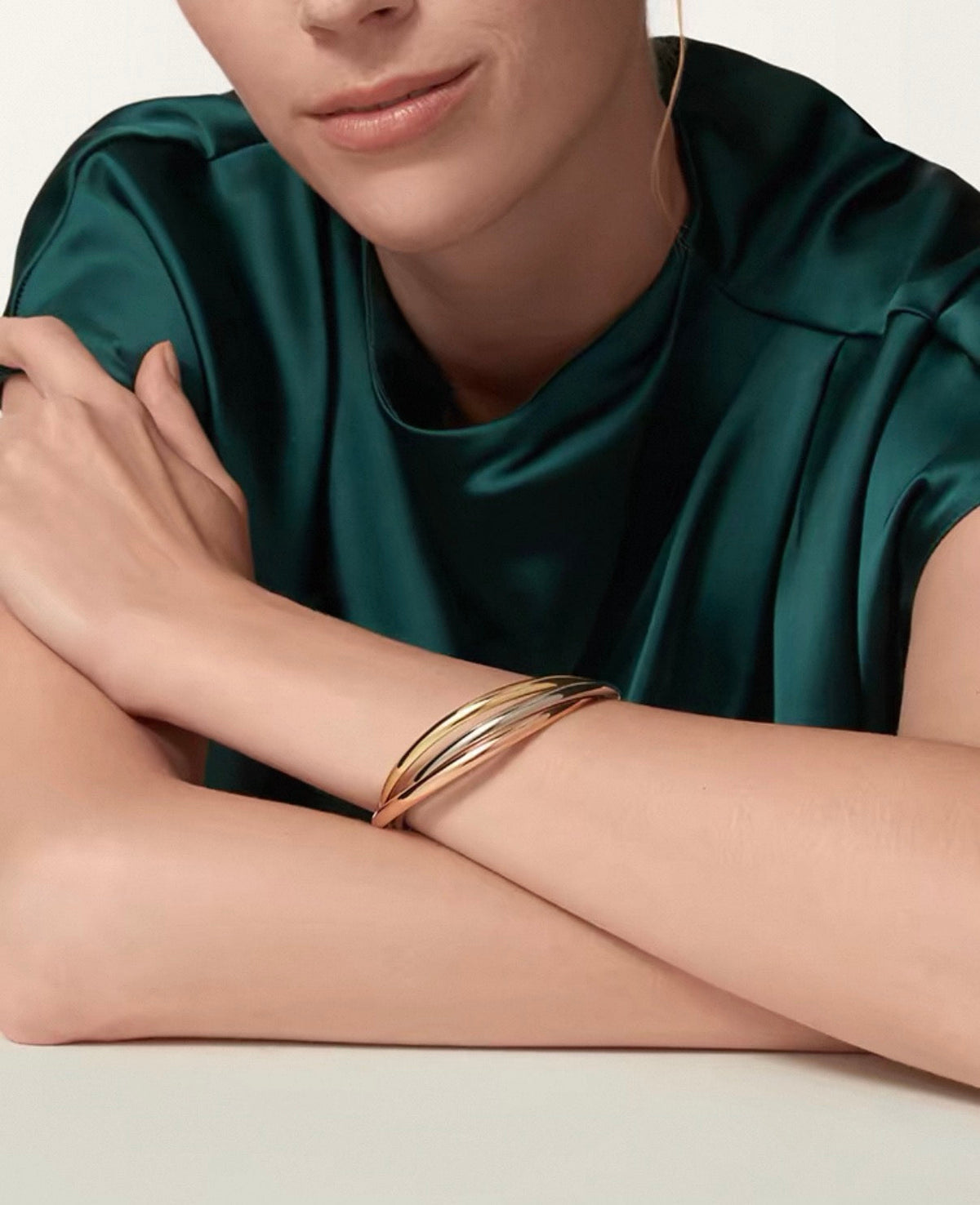 [Super CiCi]TRINITY COLLECTION CLASSIC THREE-COLOUR GOLD TRIPLE BAND BANGLE