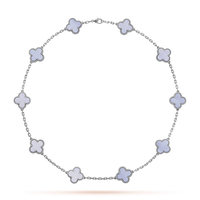 [Bieber Jewelry ]CLOVER 10 MOTIFS BLUE CHALCEDONY NECKLACE