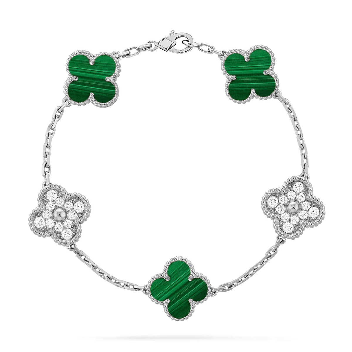[Super CiCi ] CLOVER 5-MOTIV ARMBAND KOLLEKTION MALACHIT