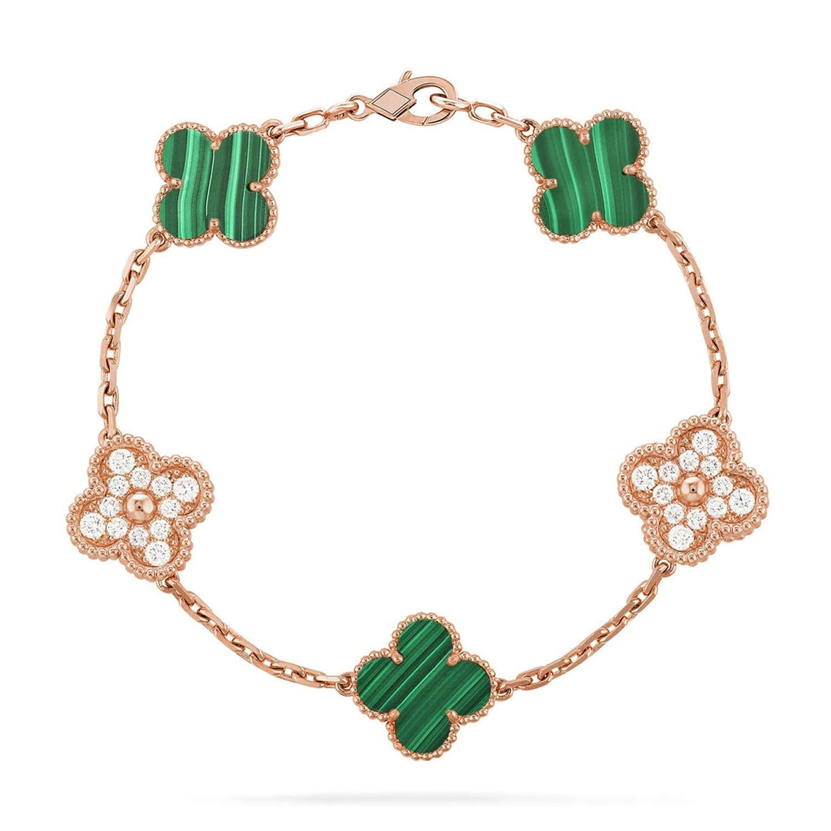 [Super CiCi ] CLOVER 5-MOTIV ARMBAND KOLLEKTION MALACHIT